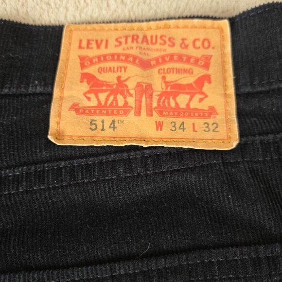 Y2K Levi's 514 Black Corduroy Pants Men's 34x32 Straight Fit - Picture 9 of 15